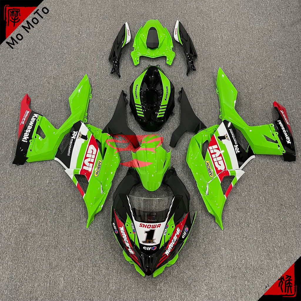 Suitable for Kawasaki ZX6R 636 13-17 2018 full body shell classic green and white customized motorcycle fairing