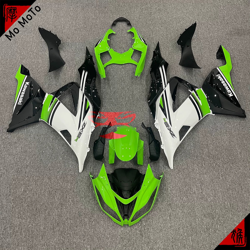 Suitable for Kawasaki ZX6R 636 13-17 2018 full body shell classic green and white customized motorcycle fairing