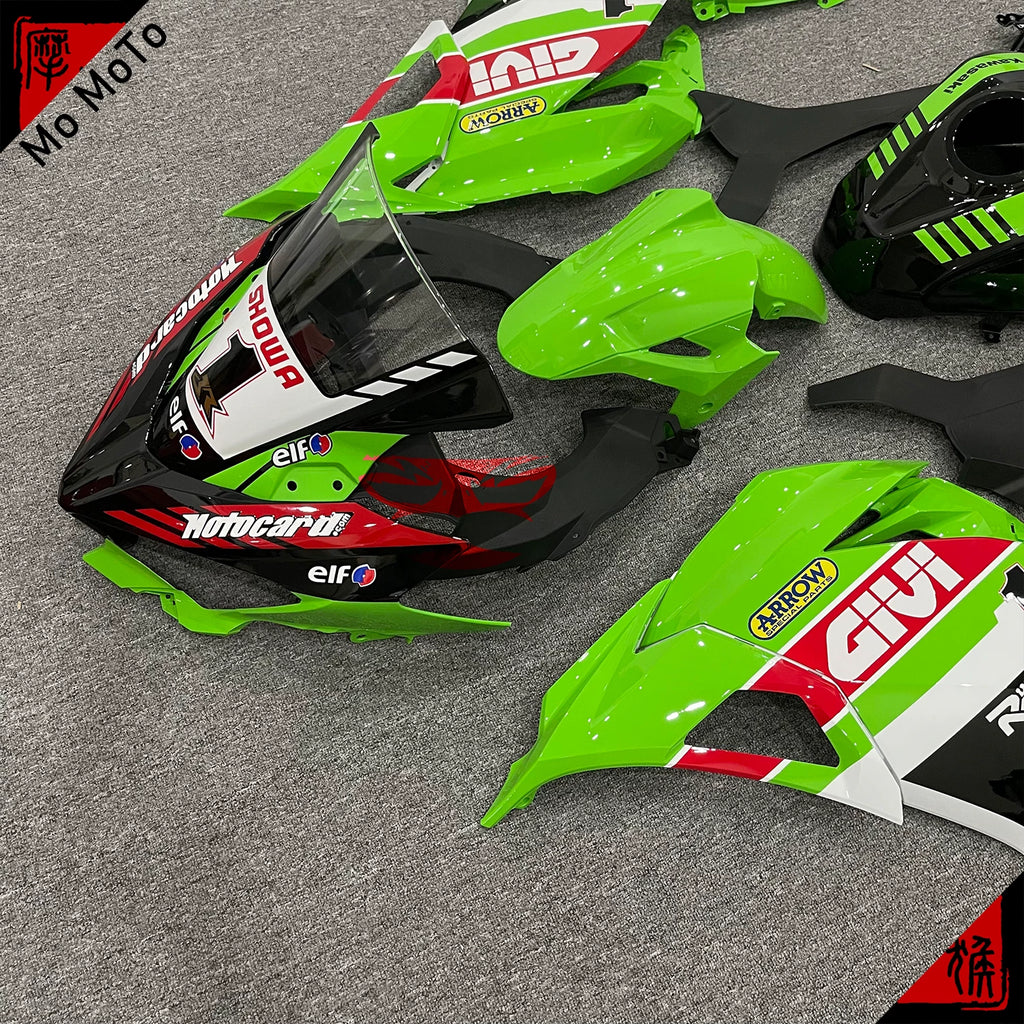 Suitable for Kawasaki ZX6R 636 13-17 2018 full body shell classic green and white customized motorcycle fairing