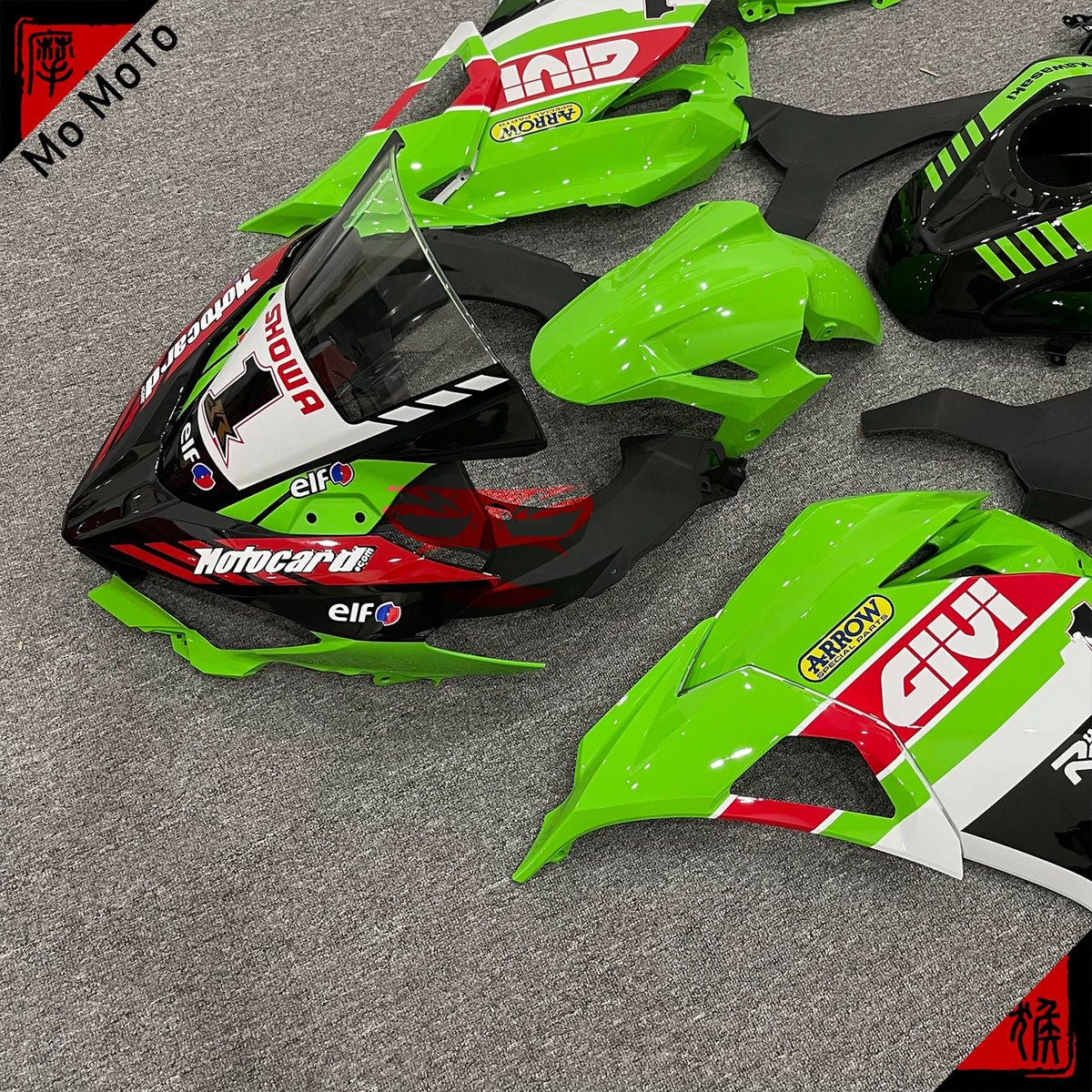 Suitable for Kawasaki ZX6R 636 13-17 2018 full body shell classic green and white customized motorcycle fairing