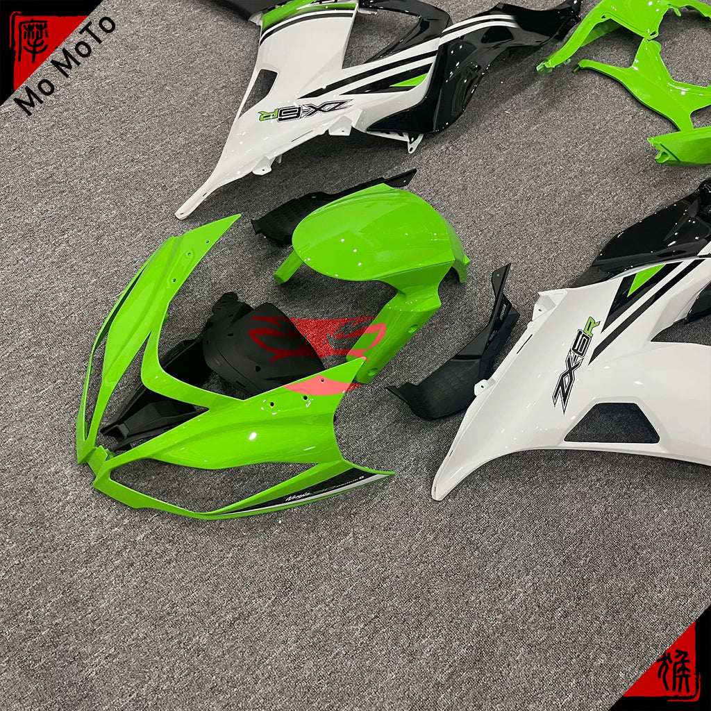 Suitable for Kawasaki ZX6R 636 13-17 2018 full body shell classic green and white customized motorcycle fairing