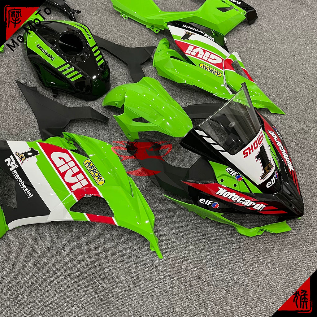 Suitable for Kawasaki ZX6R 636 13-17 2018 full body shell classic green and white customized motorcycle fairing