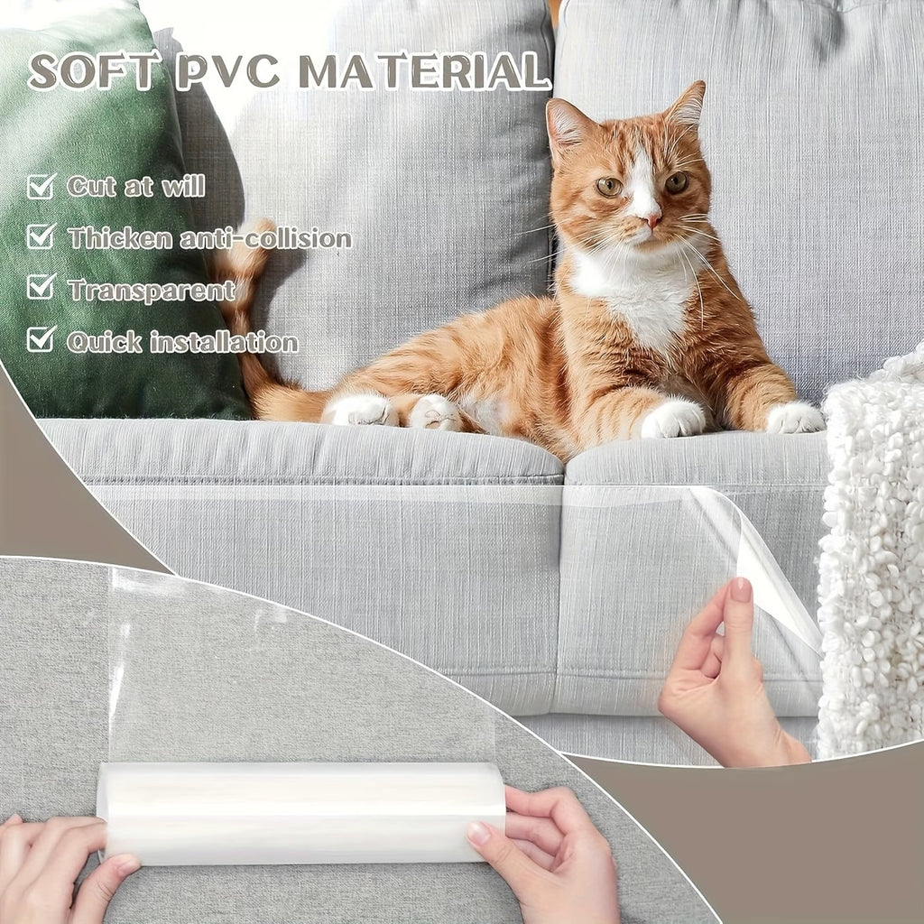 1 Roll Furniture Protector Tape, Clear PVC Anti-Scratch Pad for Sofa, Door & Wall