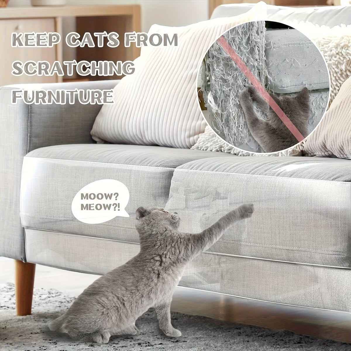 1 Roll Furniture Protector Tape, Clear PVC Anti-Scratch Pad for Sofa, Door & Wall